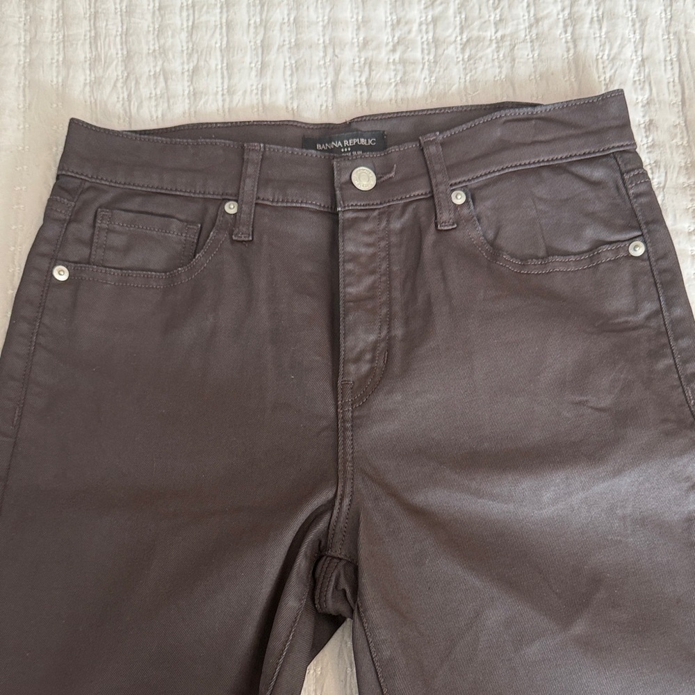 Banana Republic Chocolate Brown Jeans Size 28/6 High-Rise Slim Cut❤️ - Picture 7 of 7